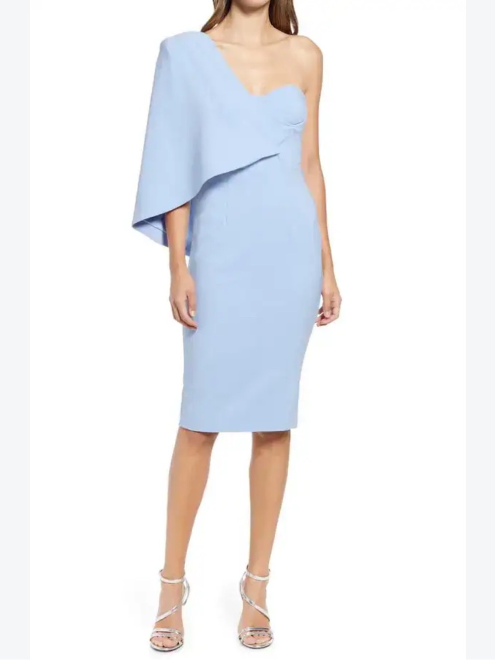 Lavish Alice One-Shoulder Light Blue Sheath Dress Size UK 12 / US 8